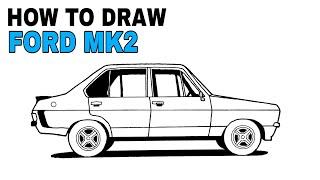 How to Draw a Ford MK2 Race Car - Easy to Follow