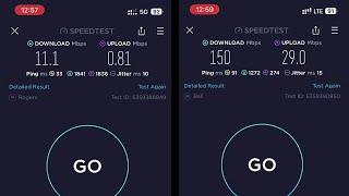 Rogers 5G vs. Bell LTE Speedtest - Sidney, BC