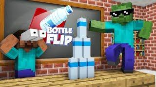 Monster School : BOTTLE FLIP CHALLENGE - Minecraft Animation