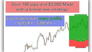 Trading The New Strategy! ( 180 pips live trade NZDJPY )