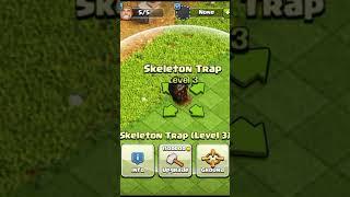 Skeleton Trap Level 1 to 4 / Clash Of Clans / Skeleton Trap All Levels Max #youtubeshorts
