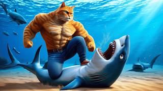 Daddy Fights Shark to Save a Kitten  #ai #cat #catlover #catstory #cutecat #cute part 2