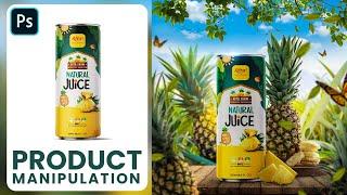 Product manipulation in Photoshop | Pineapple juice advertising poster design | Photoshop tutorial