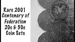 Rare Australian Coin Sets - 2001 Centenary of Federation Twenty Cent and Fifty Cent Coins