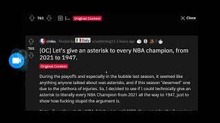 Reacting to putting an asterisk on every NBA Championship