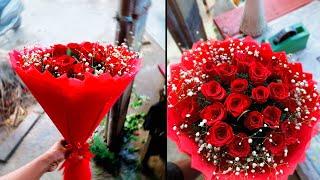 How to Create Rose bouquet Simple and easy rose bouquet wrapping ideas florist Sujeet Planet flowers