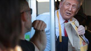 Donald Trump serves up fries at Pennsylvania McDonald's on campaign trail