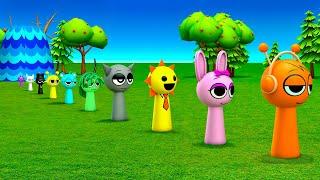 Paint Animals With Incredibox Sprunki,Pinki,Oren,Gray,Wenda,Vineria, Fountain Crossing Animal Game