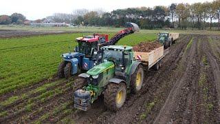 Carrot harvest in the mud | ASA-Lift | JD 6R.215 + JD 6155R + JD 6830 + Fendt 720 | Modderen | 2023