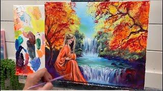 How To Paint LADY OF AUTUMN  Acrylic