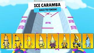 ALL NEW BANANA SKIN 0.54 vs New Map ICE CARAMBA  Stumble Guys