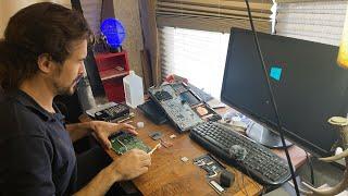 Laptop Repair, Scrubbing a Circuit Board with 91% Isopropyl Alcohol & a Tooth Brush, Ocean Cam Labs.