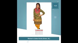 Women's Cotton Kurtis (Green, XL)