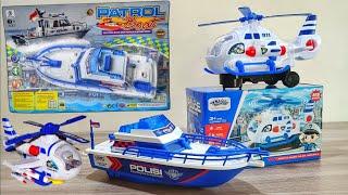 Unboxing Mainan Helikopter Polisi Dan Kapal Patroli polisi - police car toys