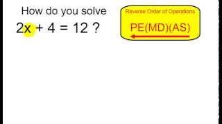 Solve 2x + 4 = 12