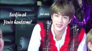 BTS Jin's cute and funny reaction when being praised handsome