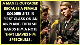 Businessman tries to remove a first class female soldier. What she does leaves him in shock!