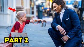 (PART 2) Homeless Girl Begs Johnny Depp for Help - He Notices Something Important and Takes Action!