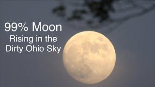 99% Moon Rising in the Dirty Ohio Sky - Canon EOS R Camera