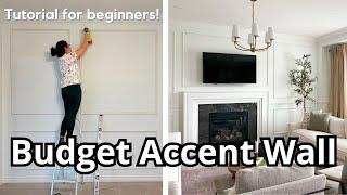 BEGINNER PICTURE FRAME MOLDING & CHAIR RAIL DIY \\ My Mom's Budget Living Room Makeover - Part 2