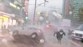 Tokyo aujourd'hui! Une tempête et de la grêle de 15 cm ont frappé des maisons et des voitures Japon