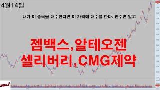 4월14일 주식 고점에서 사지말자 젬백스,알테오젠,셀리버리,CMG제약
