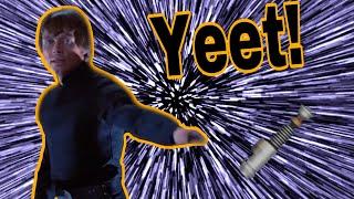 Luke throws his Saber