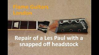 Repair of a Gibson Les Paul with a snapped off headstock