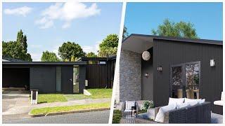 75 Mid-century Modern Black Exterior Home Design Ideas You'll Love ⭐