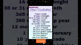Days Vocabulary