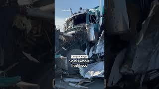 Mississippi resident surveys tornado damage #shorts