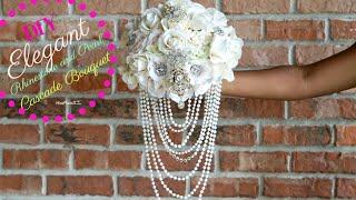 DIY Elegant Brooch and Pearl Cascade Bridal Bouquet | DIY Wedding Bouquet | DIY Tutorial