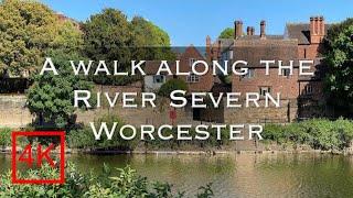 A walk along the River Severn from Diglis Basin to the Michael Baker Boathouse 4K video 60fps