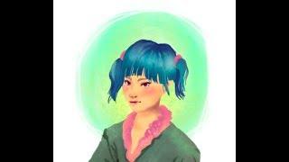 my art process- Blue hair girl (with audio)