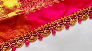 new bridal saree kuchu design #kroshakuchu #bridal #sareekuchu design // Nandana Creations //