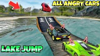 Which Angry Car Can Cross The Lake | All Angry Cars Lake Jump | Extreme Car Driving Simulator 