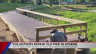 Union volunteers rebuild pier at Texas Freshwater Fisheries Center