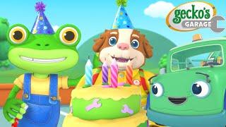 Birthday Surprise Party at the Garage | Gecko's Garage | Trucks For Children | Cartoons For Kids