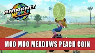 Moo Moo Meadows Peach Medallion Mario Kart World How to get the Peach Coin in Moo Moo Meadows
