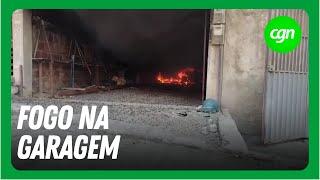 Garagem pega fogo na área urbana de Chã Grande