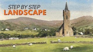 Landscape Watercolor Painting Tutorial - Step by Step - Matthew White