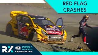 RED FLAG CRASHESWorld Rallycross crashes, pile ups and roll overs that stopped the race.