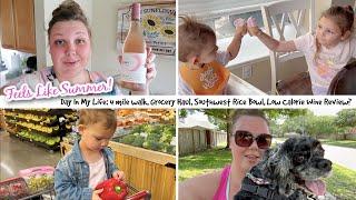 NEW VLOG! Feels Like Summer! Walk with Me! Grocery Haul & Meal Ideas | Low Calorie Wine Review!