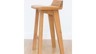 The Wave Contemporary Solid Oak Bar Stool