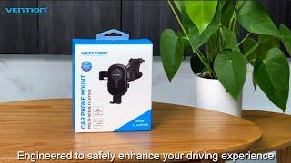 Vention One Touch Clamping Car Phone Mount With Suction Cup Black Square Type KCV