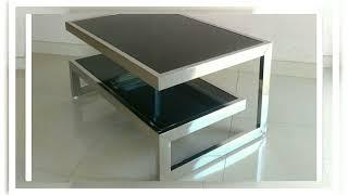 Stainless Steel G Coffee Table with  Black Glass...