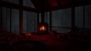 Cozy attic, fireplace and rain in the forest ️ Calm sounds for stress relief and sleep