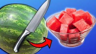 The EASIEST Way to Quickly Cut a Watermelon (BITE SIZED cubes)