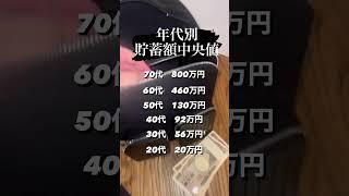 【年代別貯蓄額中央値】#お金 #貯金 #貯蓄 #shorts #short