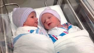 Newborn twins talking to each other